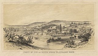 Town of Usk and River from Llanbadoc Rock