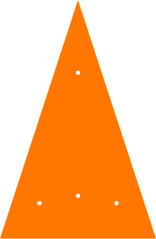 A Department of Conservation track marker - an orange triangular plastic pointer attached to trees and poles. Trackmark.svg