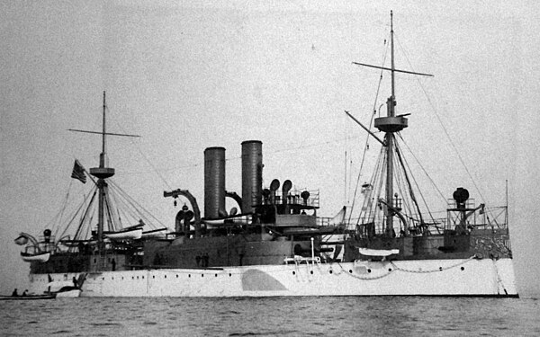 Starboard bow view of USS Maine, 1898
