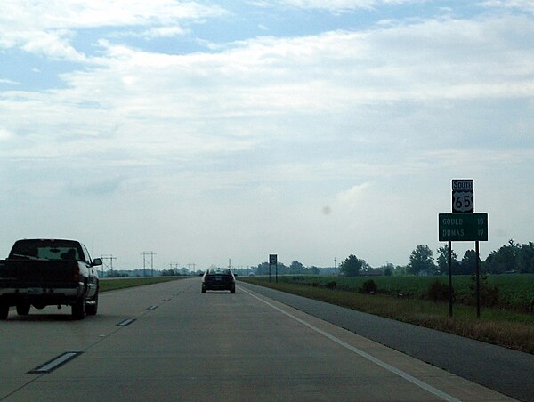 US 65 runs south near Grady