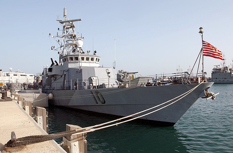 File:US Navy 030310-N-5362A-001 The U.S. Navy patrol boat USS Firebolt (PC 10) sits moored in port displaying the.jpg