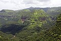 View from Varandha Pass showing the numerous waterfalls