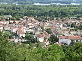 View of Miribel from the top of Vierge du Mas Rillier.JPG