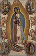 La Vierge de Guadalupe avec les 4 apparitions. Auteur inconnu, vers 1700.