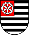 obere Vierung im Wappen von Krautheim (elfmal geteilt von Schwarz und Silber)
