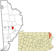 Wayne County Pennsylvania incorporated and unincorporated areas Honesdale highlighted.svg