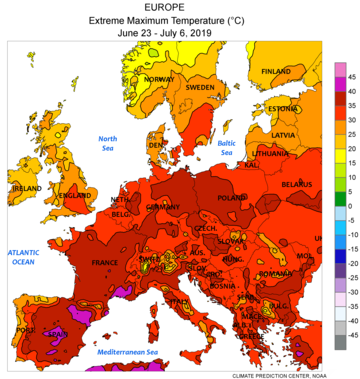 Hitzewellen in Europa 2019