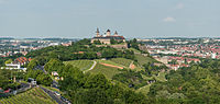 English: A wide view of Marienberg Fortress and Würzburg as seen from west