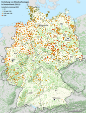 36: Verteilung von Windkraftanlagen in Deutschland 2011