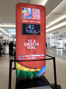 2015 FIFA Women's World Cup countdown at Champlain Place, Dieppe, New Brunswick Women world cup 2015 countdown.JPG