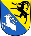 De alpensteenbok verschijnt vaak in heraldiek, hier bijvoorbeeld op het wapen van Zihlschlacht-Sitterdorf