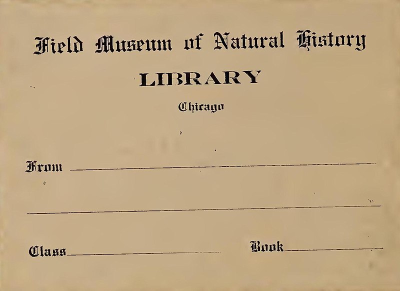 File:"Field Museum of Natural History Library Chicago" bookplate in 1832, from- Journal of the Asiatic Society of Bengal (IA journalofasiatic731calc) (page 2 crop).jpg