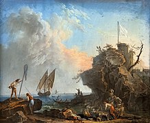 Vue des bords de la Méditerranée (drapeau blanc) (View of the shores of the Mediterranean (white flag)) - Pierre-Jacques Volaire - Musée des Beaux-Arts d'Agen