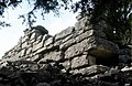 Detalle de murallón de piedra careada en el castro celtíbero de Sesga, Ademuz (Valencia), mal llamando «castillo de los moros», año 2006.