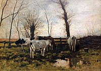 Anton Mauve, 1876: 'Koeien in de wei', olieverfschilderij