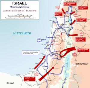 Palästinakrieg: Vorgeschichte, Bürgerkrieg im Mandatsgebiet, Unabhängigkeitserklärung Israels und Invasion der arabischen Armeen