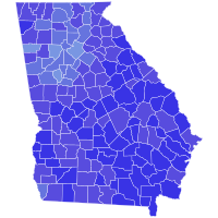 1986 Georgia gubernur hasil pemilihan peta oleh county.svg