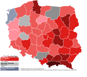 1990 Polish presidential election by Voivodeship.svg