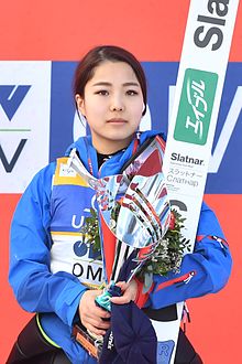 Sara Takanashi is the most successful female ski jumper, winning the World Cup title on four occasions. 20170205 Ski Jumping World Cup Ladies Hinzenbach 8927.jpg