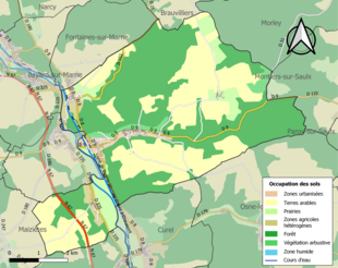 Barevná mapa znázorňující využití půdy.