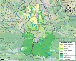 Carte des infrastructures et de l'occupation des sols de la commune en 2018 (CLC).