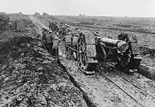 6-inch howitzer being moved through mud on the Western Front. 6inchHowitzerPozieresSeptember1916.jpg