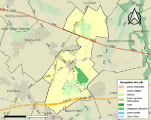 Kolorowa mapa przedstawiająca użytkowanie gruntów.