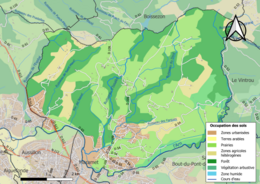 Barevná mapa znázorňující využití půdy.