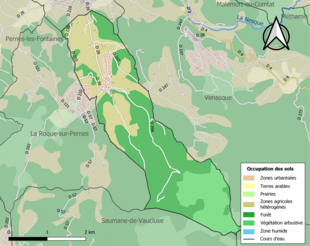 Kolorowa mapa przedstawiająca użytkowanie gruntów.