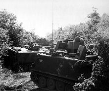 ACAVs of the 3rd Squadron 11th Armored Cavalry assume a herringbone formation during Operation Cedar Falls. This formation gave vehicles optimal all-round firepower in the event of an ambush in a restricted area.