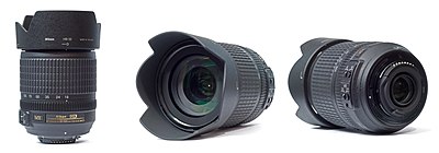 Three views of the lens with hood. AF-S DX NIKKOR 18-105mm f3.5-5.6G ED VR 28-07-2012.jpg