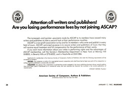 ASCAP trade advertisement, Billboard January 7, 1967 ASCAP advertisement (7 January 1967).png