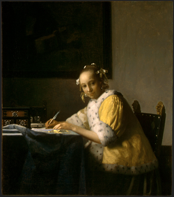 Lady Writing od Johannesa Vermeera, 1665-6.png