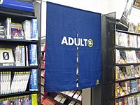 Entry into pornographic stores is usually allowed for only adults. Adult area entrance in video rental shop.jpg