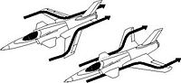 Miniatuur voor Bestand:Airflow forward and backward swept aircraft.jpg