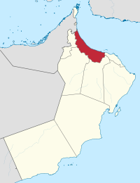 मानचित्र जिसमें अल बातिनाह منطقة الباطنة‎‎ \ Al Batinah हाइलाइटेड है