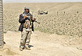 An Afghan Border Policeman secures the entrance to a new checkpoint near the Afghanistan-Pakistan border in the Spin Boldak district of Kandahar province, Afghanistan, April 1, 2013 130401-A-MX357-028.jpg