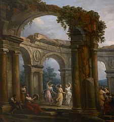 Girls dancing amid Classical Ruins