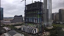 Atelier Tower under construction (Early April 2020) Atelier Flora and Olive Tower Dallas April 2020.jpg