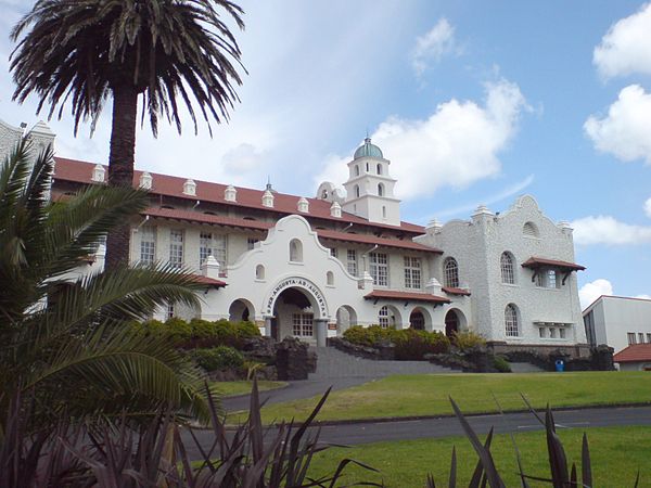 The school is built in Spanish Mission style architecture.