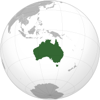 نقشه‌ای نشان‌دهنده جایگاه استرالیا در نقشه