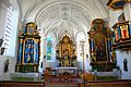 Innenraum der Kirche St. Nikolaus in Peiß, Ortsteil von Aying, Landkreis München, Regierungsbezirk Oberbayern, Bayern. Als Baudenkmal in der Bayerischen Denkmalliste aufgeführt.