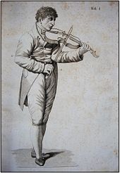 Geiger. Illustration aus der Violinschule op. 21 von Bartolomeo Campagnoli (Quelle: Wikimedia)