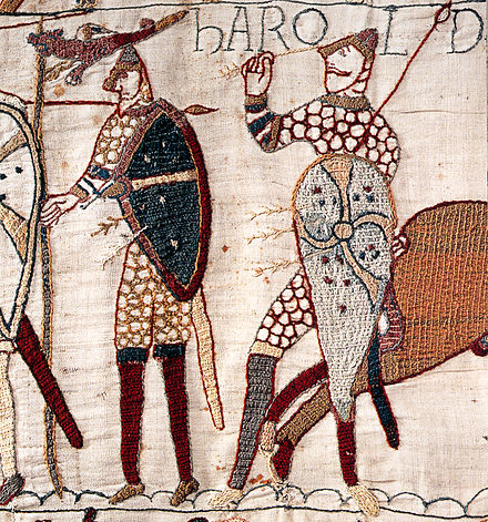 Likely depiction of Harold's death from the Bayeux Tapestry