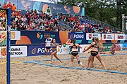 Deutsch: Beachhandball Europameisterschaften 2019 (Beach handball Euro); Tag 6: 7. Juli 2019 – Spiel um Platz Drei, Frauen, Kroatien-Niederlande 0:2 (14:23, 20:22) English: Beach handball Euro; Day 6: 7 July 2019 – Women's Bronze Medal Match – Croatia-Netherlands 0:2 (14:23, 20:22)