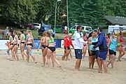 Deutsch: Beachhandball Europameisterschaften 2019 (Beach handball Euro); Tag 3: 4. Juli 2019 – Frauen, Platzierungsrunde Gruppe IV, Russland-Slowenien 2:0 (18:11, 20:16) English: Beach handball Euro; Day 3: 4 July 2019 – Women Consolation Round Group IV – Russia-Slovenia 2:0 (18:11, 20:16)