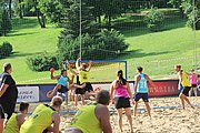 Deutsch: Beachhandball Europameisterschaften 2019 (Beach handball Euro); Tag 1: 2. Juli 2019 – Männer, Vorrunde Gruppe A, Deutschland-Norwegen 2:0 (22:14, 22:20) English: Beach handball Euro; Day 1: 2 July 2019 – Men Preliminary Round Group A – Germany-Norway 2:0 (22:14, 22:20)