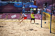 Deutsch: Beachhandball bei den Olympischen Jugendspielen 2018; Tag 4, 10. Oktober 2018; Jungs, Vorrunde, Gruppe B - Italien-Argentinien 1:2 English: Beach handball at the 2018 Summer Youth Olympics at 10 October 2018 – Boys Preliminary Round Group B‎ – Italy-Argentina 1:2