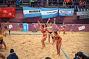 Deutsch: Beachhandball bei den Olympischen Jugendspielen 2018; Tag 5, 10. November 2018; Mädchen, Hauptrunde - Kroatien-Argentinien 1:2 English: Beach handball at the 2018 Summer Youth Olympics at 11 October 2018 – Girls Main Round – Croatia-Argentina 1:2