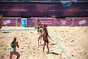 Deutsch: Beachhandball bei den Olympischen Jugendspielen 2018; Tag 4, 10. Oktober 2018; Mädchen, Vorrunde, Gruppe A - Ungarn-Chinese Taipei (Taiwan) 2:0 English: Beach handball at the 2018 Summer Youth Olympics at 10 October 2018 – Girls Preliminary Round Group A‎ – Hungary-Chinese Taipei 2:0